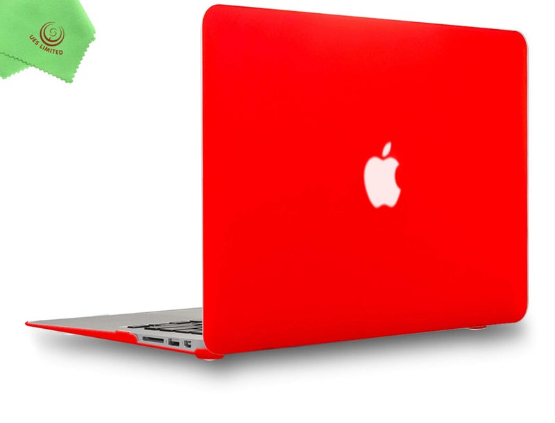 UESWILL Smooth Matte Hard Shell Case Cover Compatible with MacBook Air 11 inch (Model A1370 / A1465) + Microfibre Cleaning Cloth, Red - Image 1